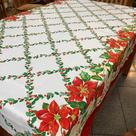 Toalha de Mesa Oxford Festiva Natalina Natal Papai Noel para 4 e 6 Lugares