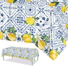 Toalha de mesa PHOGARY Lemon descartável de plástico 54x108 polegadas x3