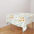 Toalha De Mesa Quadrada 4 Lugares Tecido Oxford Aquarela Ramos de Folhas TL217 - 140x140cm