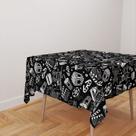 Toalha De Mesa Quadrada 4 Lugares Tecido Oxford Cinema Preto e Branco TL267 - 140x140cm