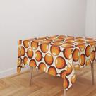 Toalha De Mesa Quadrada 4 Lugares Tecido Oxford Círculos Vintage Laranja TL229 - 140x140cm