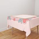 Toalha De Mesa Quadrada 4 Lugares Tecido Oxford Moldura Rosa Corações TL303 - 140x140cm Toalha De Mesa Quadrada 4 Lugares Tecido Oxford Moldura Rosa Corações TL303 - 140x140cm