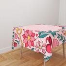 Toalha De Mesa Quadrada 4 Lugares Tecido Oxford Namorados Moldura Elementos Rosa TL302 - 140x140cm