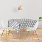 Toalha De Mesa Quadrada 4 Lugares Tecido Oxford Poá Cinza -140x140cm