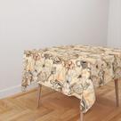 Toalha De Mesa Quadrada 4 Lugares Tecido Oxford Vintage Relógios e Borboletas TL36 - 140x140cm