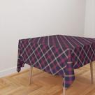 Toalha De Mesa Quadrada 4 Lugares Tecido Oxford Xadrez Diagonal Azul Escuro, Vermelho e Amarelo TL46 - 140x140cm