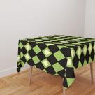 Toalha De Mesa Quadrada 4 Lugares Tecido Oxford Xadrez Losangos Verde e Preto TL287 - 140x140cm Toalha De Mesa Quadrada 4 Lugares Tecido Oxford Xadrez Losangos Verde e Preto TL287 - 140x140cm