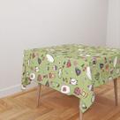 Toalha De Mesa Quadrada 4 Lugares Tecido Oxford Xícaras, Relógios e Cupcakes TL264 -140x140cm