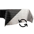 Toalha de Mesa Quadrada Dupla Face Quadriculada Grid Branco e Preto 2,00 x 2,00