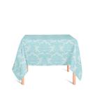 Toalha de Mesa Quadrada em Tecido Jacquard Azul e Prata Frozen Medalhão Tradicional