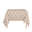 Toalha de Mesa Quadrada em Tecido Jacquard Estampado Capitonê Bege Toalha de Mesa Quadrada em Tecido Jacquard Estampado Capitonê Bege