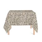 Toalha de Mesa Quadrada em Tecido Jacquard Estampado Pedra Bege