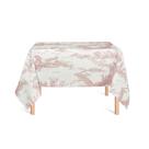 Toalha de Mesa Quadrada em Tecido Jacquard Estampado Toile de Jouy Rose