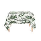 Toalha de Mesa Quadrada em Tecido Jacquard Estampado Toile de Jouy Verde