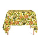 Toalha de Mesa Quadrada em Tecido Jacquard Estampado Tucano Amarelo