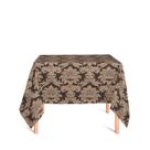 Toalha de Mesa Quadrada em Tecido Jacquard Marrom e Bege Medalhão Tradicional