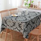 Toalha de Mesa Quadrada Medalhão Preto e Crú 4 Lugares