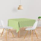 Toalha De Mesa Quadrada Tecido Oxford Chevron Verde Limão TL161 - 140x140cm