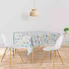 Toalha De Mesa Quadrada Tecido Oxford Coelhos Ovinhos Estampados -140x140cm