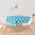 Toalha De Mesa Quadrada Tecido Oxford Estampada Tons de Azul TL107 - 140x140cm