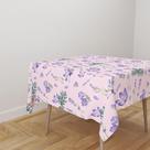 Toalha De Mesa Quadrada Tecido Oxford Lavanda Flores TL327 140x140cm