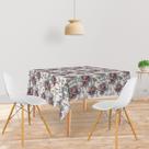 Toalha De Mesa Quadrada Tecido Oxford Rosas e Borboletas Aquarela TL59 - 140x140cm Toalha De Mesa Quadrada Tecido Oxford Rosas e Borboletas Aquarela TL59 - 140x140cm
