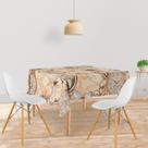 Toalha De Mesa Quadrada Tecido Oxford Vintage Relógios e Borboletas TL36 - 140x140cm