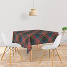 Toalha De Mesa Quadrada Tecido Oxford Xadrez Diagonal Preto, Vermelho e Amarelo TL41 - 140x140cm
