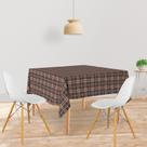 Toalha De Mesa Quadrada Tecido Oxford Xadrez Marrom TL49 - 140x140cm Toalha De Mesa Quadrada Tecido Oxford Xadrez Marrom TL49 - 140x140cm