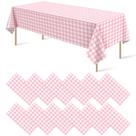 Toalha de mesa Ragnhild rosa e branca quadriculada, pacote com 12, 137x274cm
