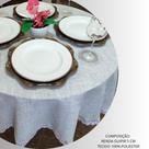 Toalha de mesa redonda de linho com renda 1,55 mts cor:prata