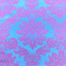 Toalha de Mesa Redonda em Jacquard Medalhão Azul Frozen com Rosa - 2,80m