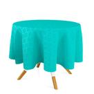 Toalha de Mesa Redonda em Tecido Jacquard Azul Turquesa Geométrico Tradicional