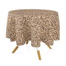 Toalha de Mesa Redonda em Tecido Jacquard Estampado Muro Inglês Folhas Secas