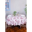 Toalha de Mesa Redonda em Tecido Jacquard Estampado Toile de Jouy Marsala