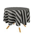 Toalha de Mesa Redonda em Tecido Jacquard Preto e Cru Listrado Tradicional Toalha de Mesa Redonda em Tecido Jacquard Preto e Cru Listrado Tradicional