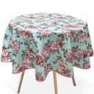 Toalha De Mesa Redonda Floral Azul 1,50m