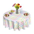 Toalha de Mesa Redonda SuQKXCo 152 cm Impermeável Xadrez de Páscoa