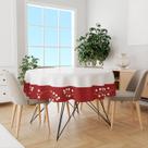 Toalha De Mesa Redonda Tecido Oxford Galhos Com Neve TL06 -140x140cm Toalha De Mesa Redonda Tecido Oxford Galhos Com Neve TL06 -140x140cm