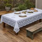 Toalha de Mesa Rendada Branca Retangular 6 Lugares Tulipas