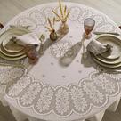 Toalha de Mesa Rendada Marfim Redonda 6 Lugares Interlar