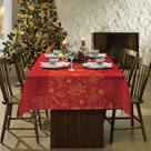 Toalha de Mesa Rendada Natal 8 Lugares Com Glitter Vermelha 1,50x2,50m Lepper