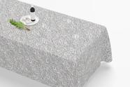 Toalha De Mesa Retangular 12 Lugares Tecido Oxford Arabesco Cinza Prateado TLZ04 - 300x110cm