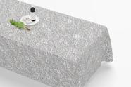 Toalha De Mesa Retangular 12 Lugares Tecido Oxford Arabesco Cinza Prateado TLZ04 - 300x110cm