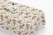 Toalha De Mesa Retangular 12 Lugares Tecido Oxford TLZ23 - Flores Elegantes Natal - 300x110cm