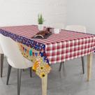 Toalha De Mesa Retangular 6 Lugares Tecido Oxford Festa Junina Arraiá Xadrez Chita e Palha TLS29 220x140cm