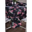 Toalha de Mesa Retangular em Tecido Impermeável Acqua Linea Rosas Fundo Preto