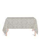 Toalha de Mesa Retangular em Tecido Jacquard 100% Poliéster Medalhão Bege Marfim