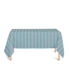 Toalha de Mesa Retangular em Tecido Jacquard Azul Bebê e Bege Listrado Tradicional