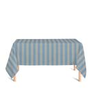 Toalha de Mesa Retangular em Tecido Jacquard Azul e Dourado Listrado Tradicional